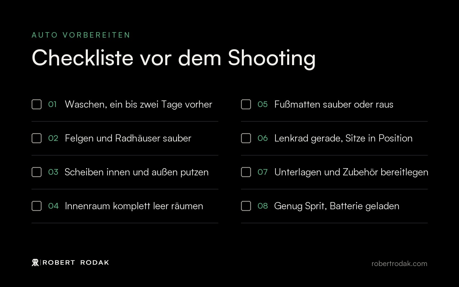 Die Checkliste zum Speichern